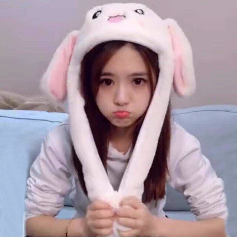 Picture of Shake the sound with the moving rabbit ears hat Net red cute airbag hat a pinch long ears moving rabbit hat