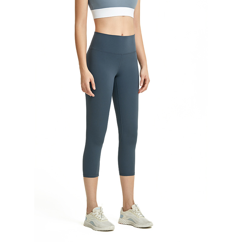 Picture of Amazon European and American Nude Leggings Yoga Pants Women's High Waist Hip Lifting Tight Fitness Sports Running Cropped Pants
