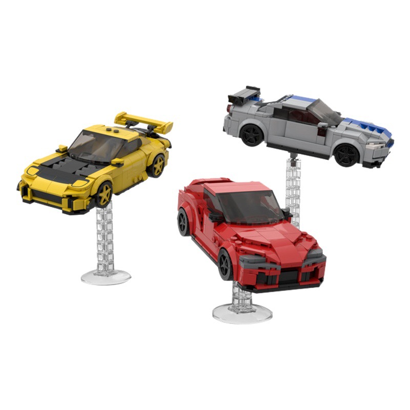 MOC Building Blocks Creative Toy Set Gift Compatible with Lego Racing 8 Grid Sports Car Assembled Bracket Display