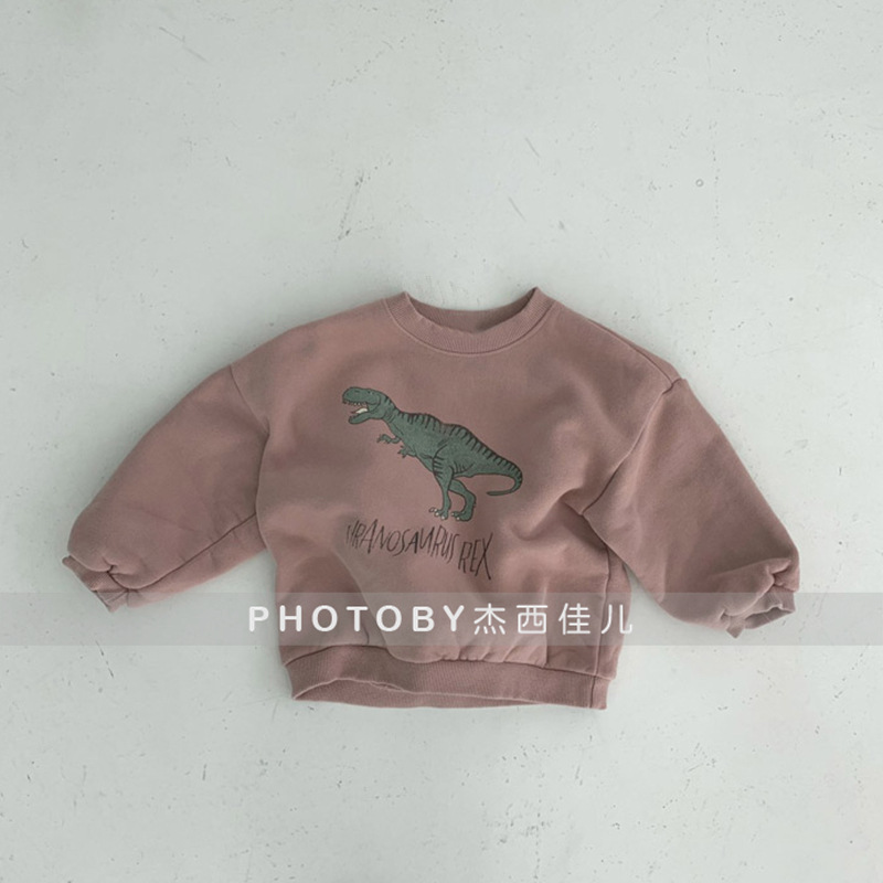 Picture of Children's ins Korean Style Autumn and Winter New Top for Boys and Girls Baby Western Style Cute Cartoon Dinosaur Long Sleeve Trousle Sweater t