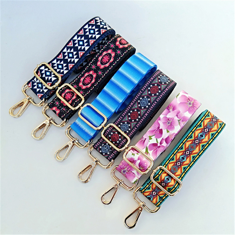 Picture of Bag shoulder strap crossbody strap adjustable widened shoulder strap gold silk jacquard ribbon cross-border