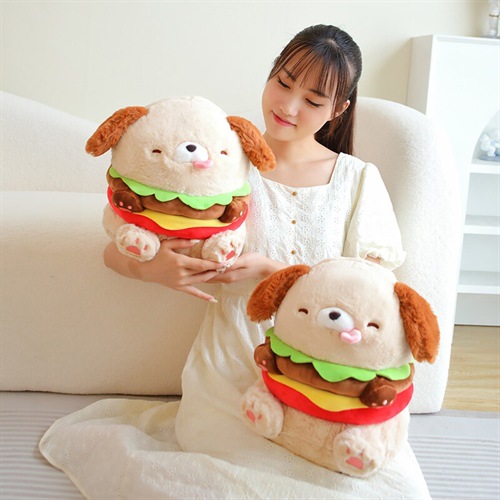 Picture of Cute creative hamburger dog doll Internet celebrity plush toy