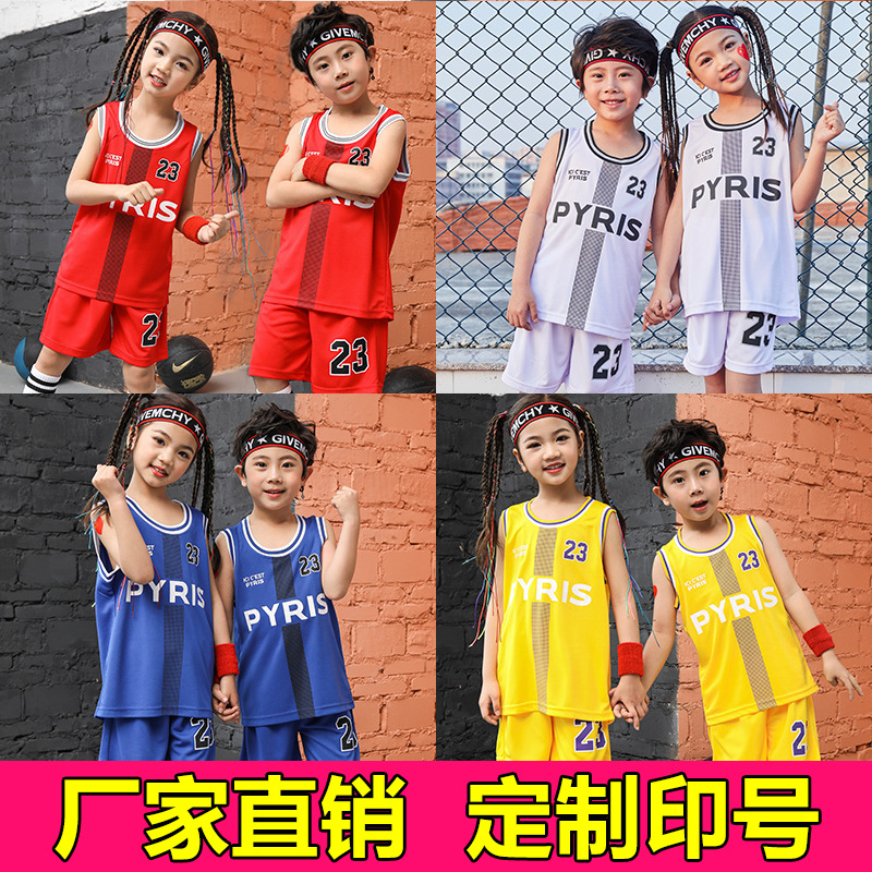 Picture of Children's Basketball Suit suit Printing Training Suit for Primary School Students Girls Boys Kindergarten Baby Performance Suit Basketball Jersey