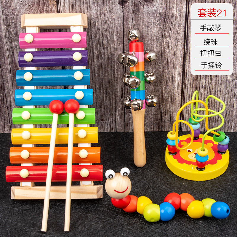 Picture of Percussion Musical Instruments Infants 0-1-2 Years Old Music Enlightenment Wooden Eight-tone Accordion Educational Music Toys
