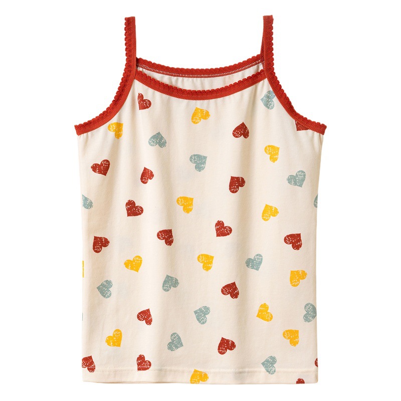 Girls Vest Spring and Summer Thin Pure Cotton Antibacterial Kidsren's Bottoming Sleeveless Belly Protection Top Category a Baby Outer Sling