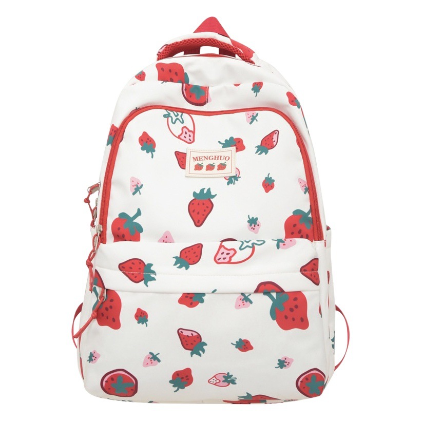 Japanese Style Fresh Style Distinctive Graffiti Junior High School Schoolbag Women's Large Capacity Casual Strawberry Bear Printed Backpack