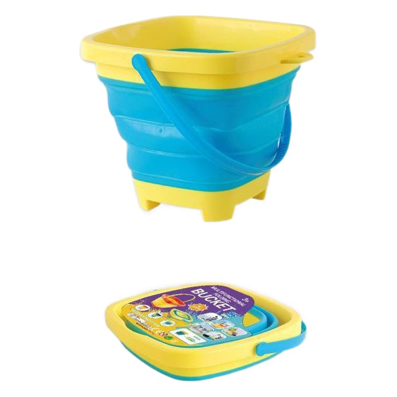 Soft plastic folding bucket children's toy portable bucket summer beach water toys multifunctional telescopic bucket