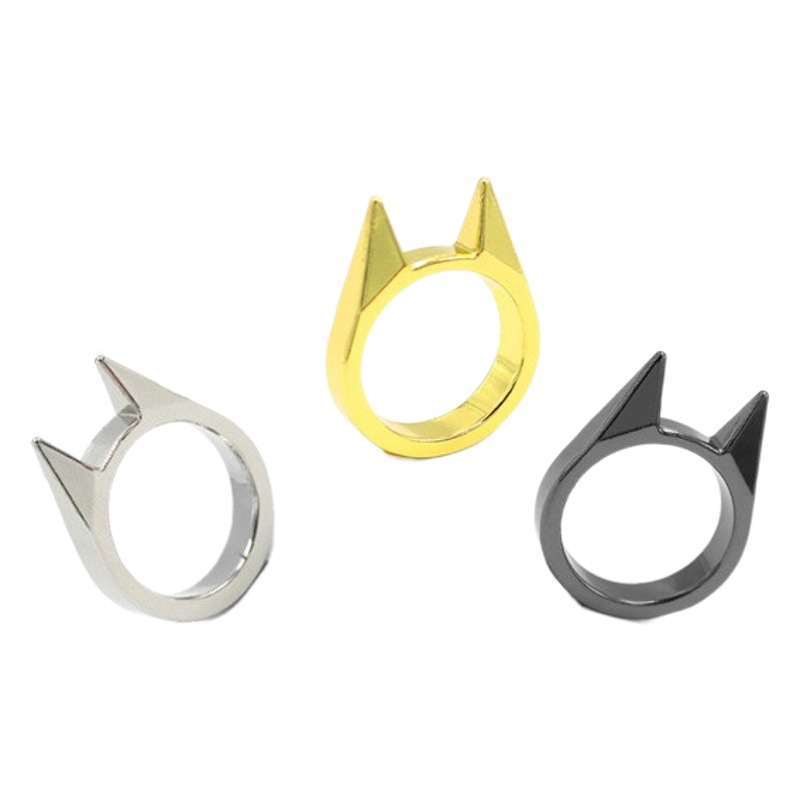 Outdoor products self-defense cat ear single decorative finger buckle ring window breaker women's anti-wolf men's outdoor products