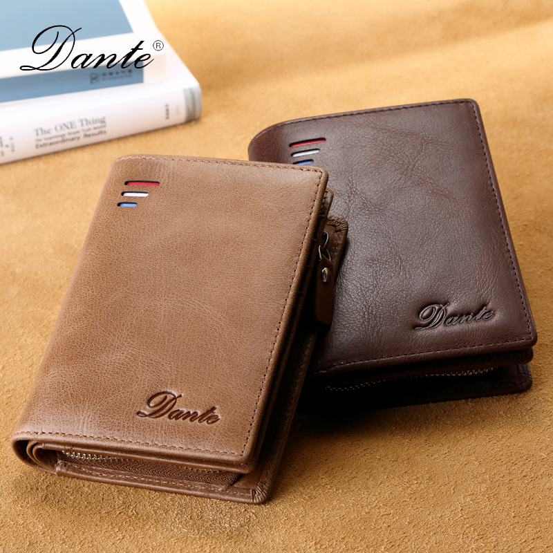 Picture of Dante Men's Wallet Short RFID Anti-theft Brush Change Zipper Wallet Large Capacity Card Bag Japanese and Korean Foreign Trade