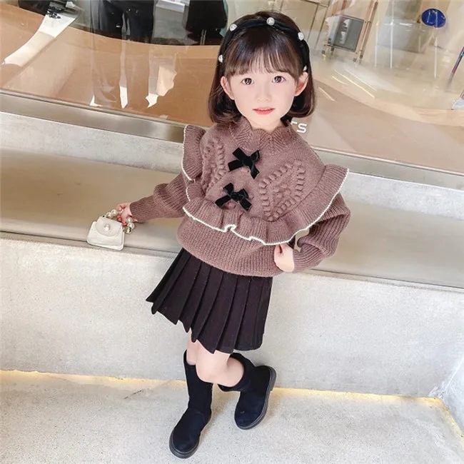 Picture of Primary and Middle School Students Western Style Casual Knitted Sweater Girls Autumn and Winter New Fashionable Sweet Princess Style Knitted Sweater