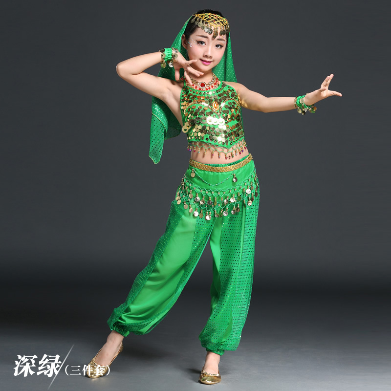 Picture of Children's Ring Bra Highlights Pants Children's Belly Dance suit Children's Indian Dance Performance Costume Performance suit
