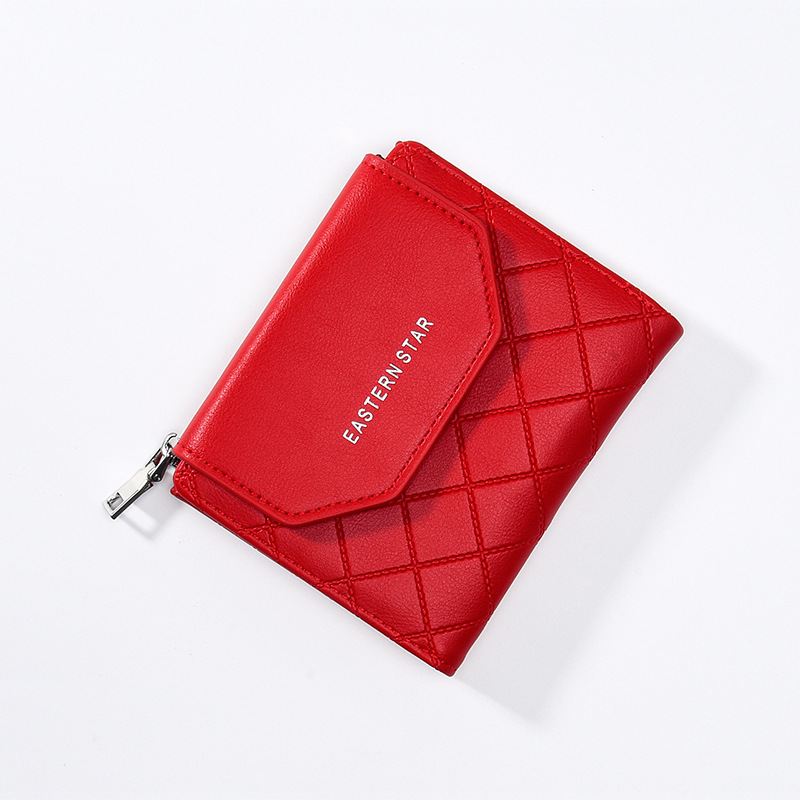 Picture of New Multifunctional Wallet Women Card Bag PU Coin Purse Women's Thin Fashionable Rhombic Short Women's Trendy Wallet
