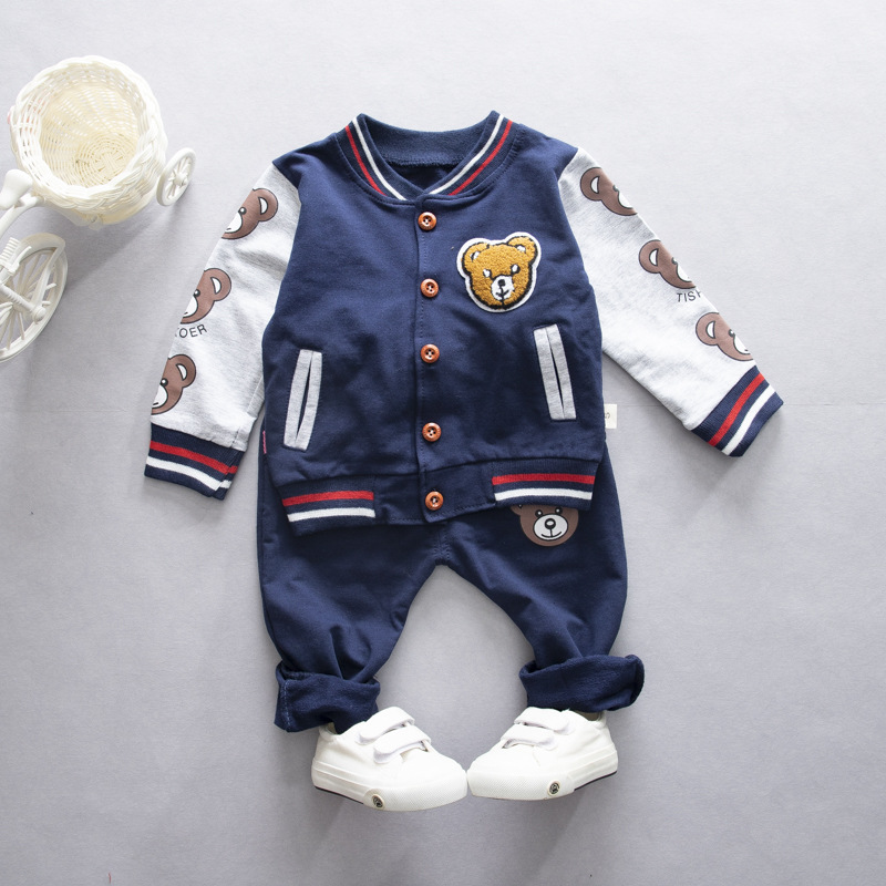 Picture of Spring and Autumn Children's Fashion Set Boys and Girls Jacket Pants Two-Piece Set Baby Cartoon Baseball Dress Set