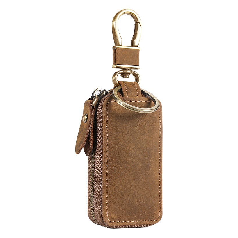 Crazy Horse leather car key case genuine leather car key leather case European and American retro cowhide smart folding key protective case
