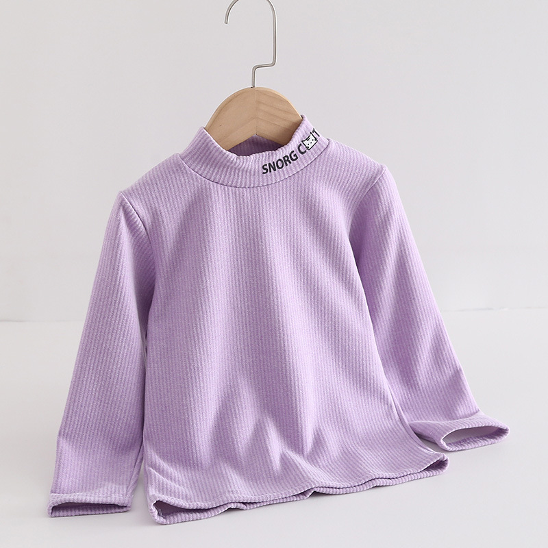 Picture of Autumn and Winter Children's brushed bottoming shirt boys and girls half turtleneck warm top baby thickened Korean Long Sleeve T-Shirt wholesale