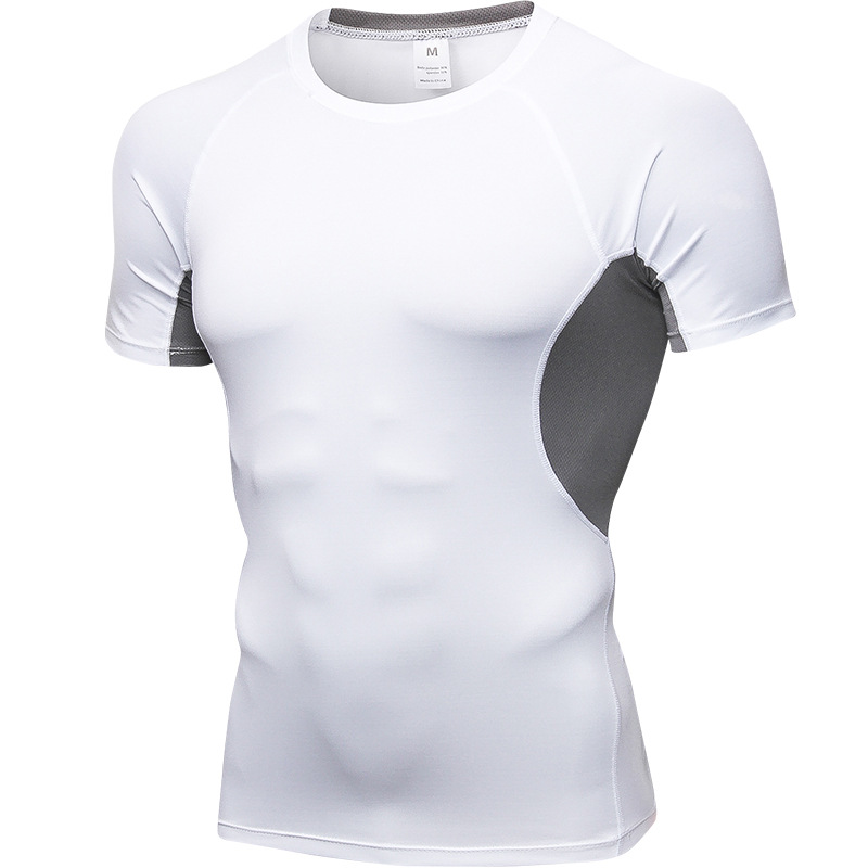 Picture of Sports Fitness Clothing Short-Sleeved Men's Running Basketball Bodysuit Training Track and Field Quick-Drying Sweat-Wicking Breathable Mesh Elastic Top