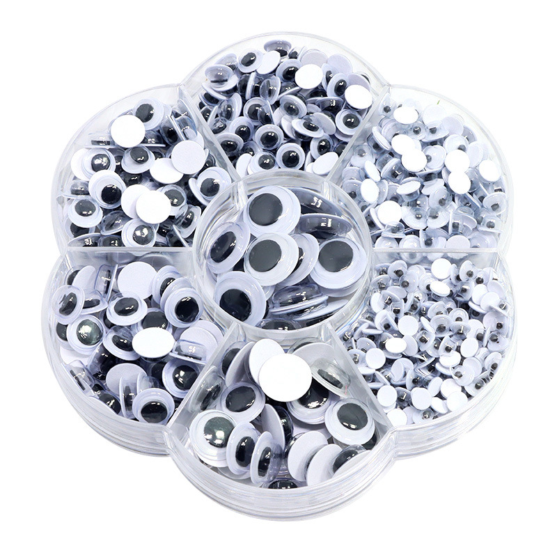 Picture of Cross-border Amazon plastic toy adhesive eyes black and white movable eye beads DIY accessories boxed handmade stickers material