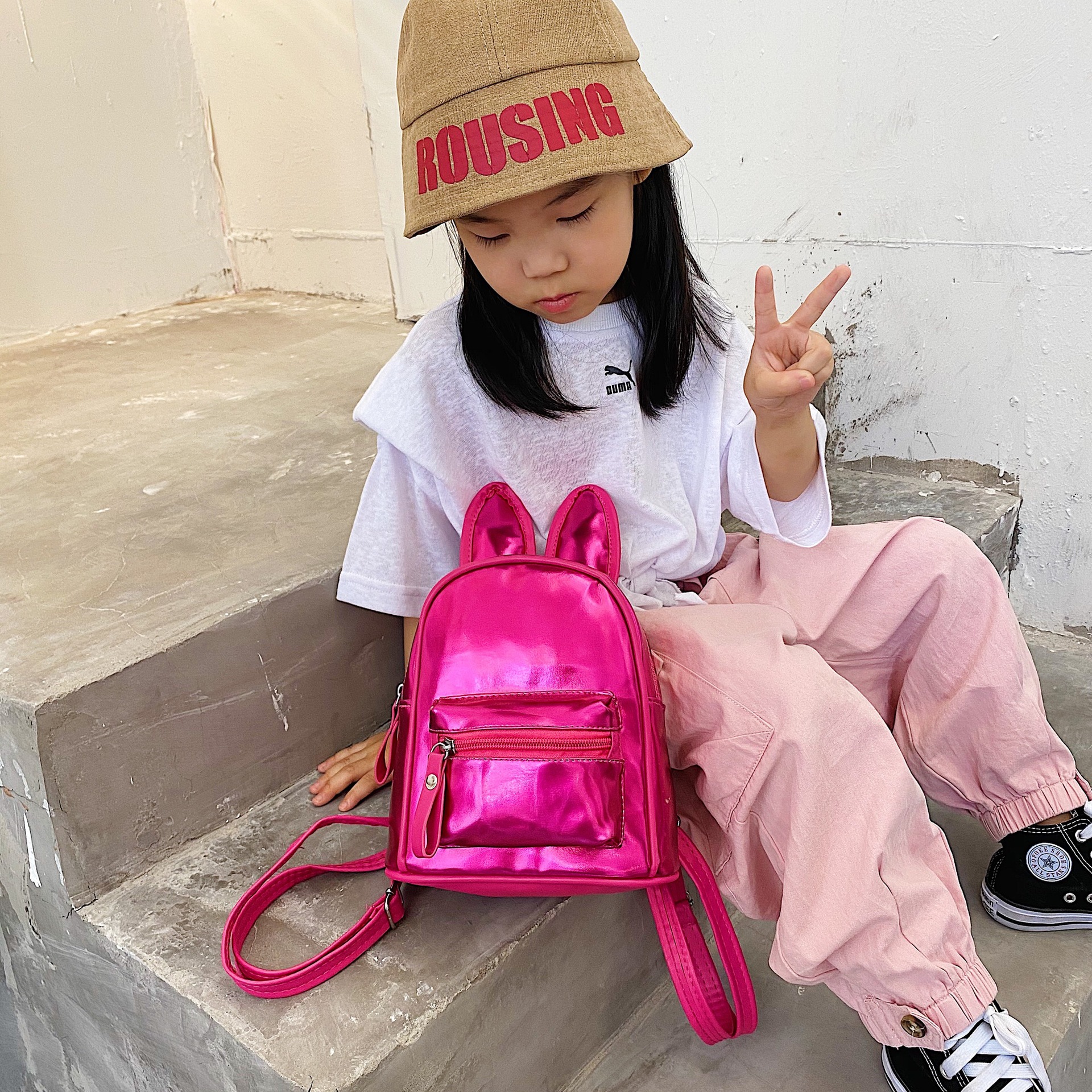 Picture of Children's Schoolbag Rabbit Ears Backpack Girls Baby Cute Cartoon Fashion Princess Bag Small Schoolbag