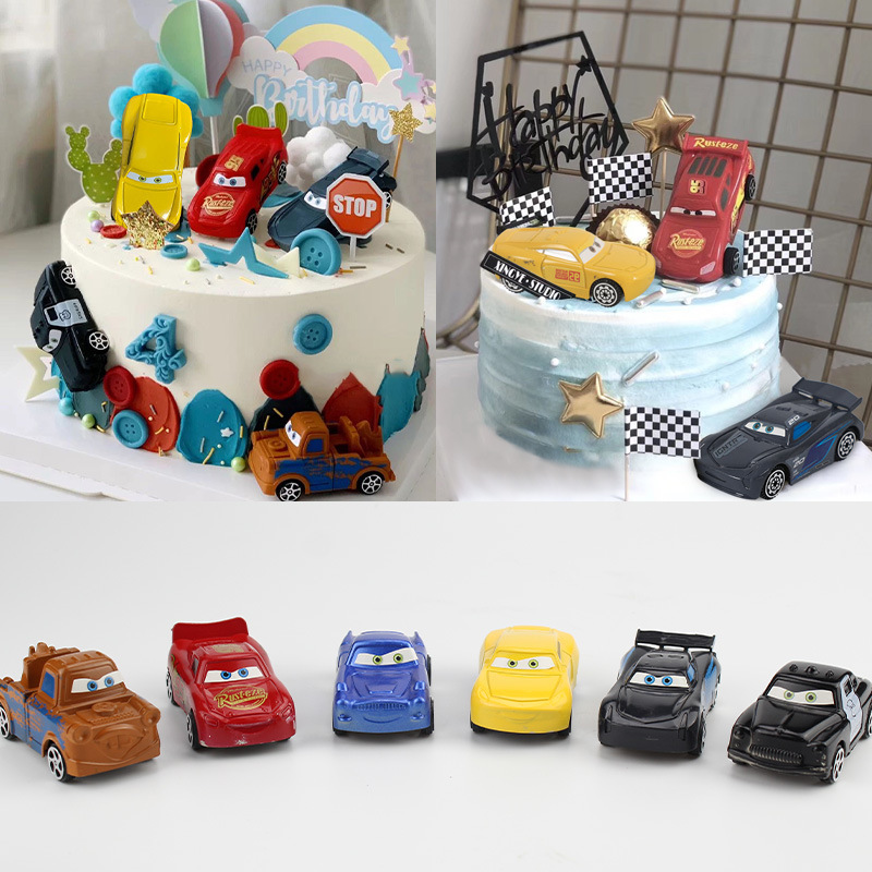 Scenario Cake Decoration Plug-In Big Red Car Toy Car King Model Landscape Cake Decoration Ornaments 6 Types