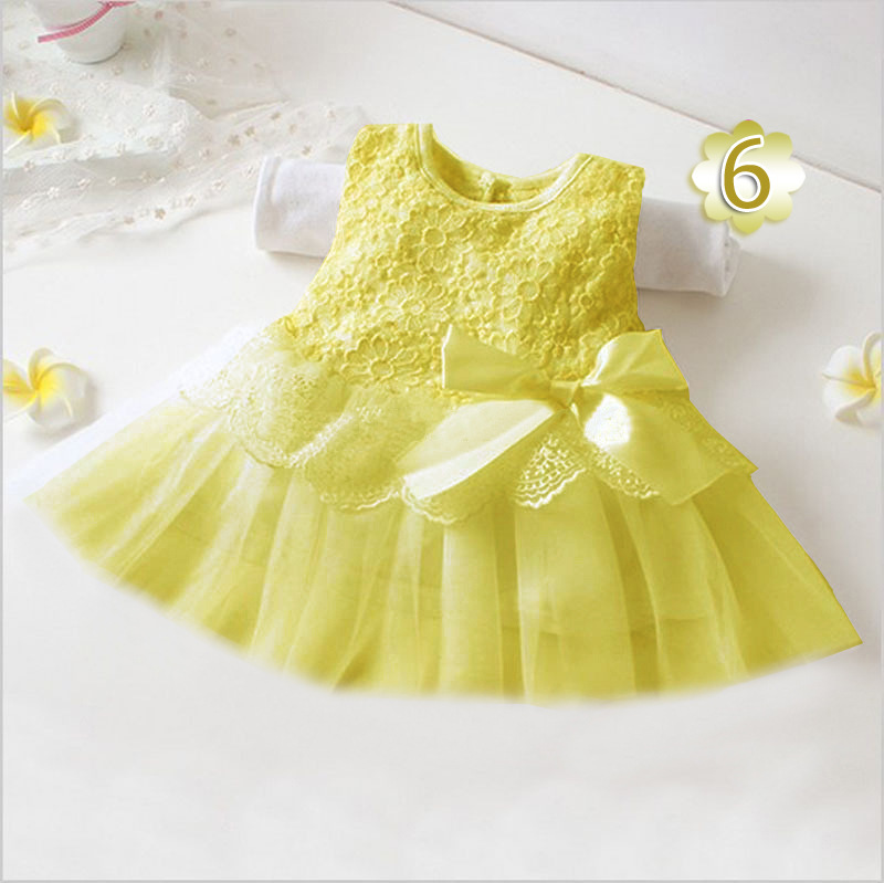 Picture of Summer New Girls Baby Baby Princess Mesh Sleeveless Bow Small Size Dress Multi-color Available