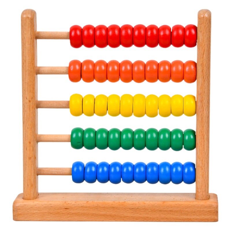 ohye Digital Teaching Aids Beech Wood Five-gear Arithmetic Rack Wooden Colorful Mathematical Arithmetic Computing Rack Puzzle Building Blocks Toy