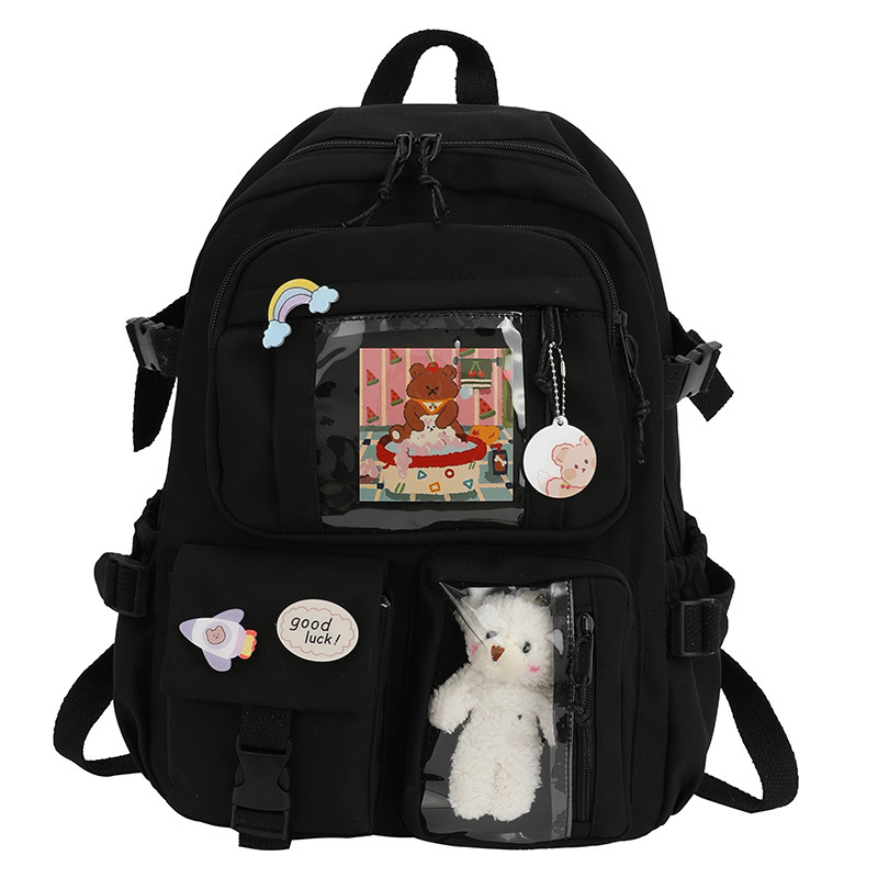 Picture of Fresh and Simple Girl Backpack New Korean Style Fashionable Multi-Pocket Campus Backpack Casual Versatile Student School Bag