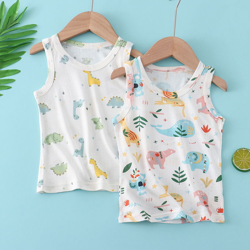 JX Children's Vest Boys' Slub Cotton Inner Wear Girls' Baby Summer Thin Children's Base Shirt Sling Vest Trendy