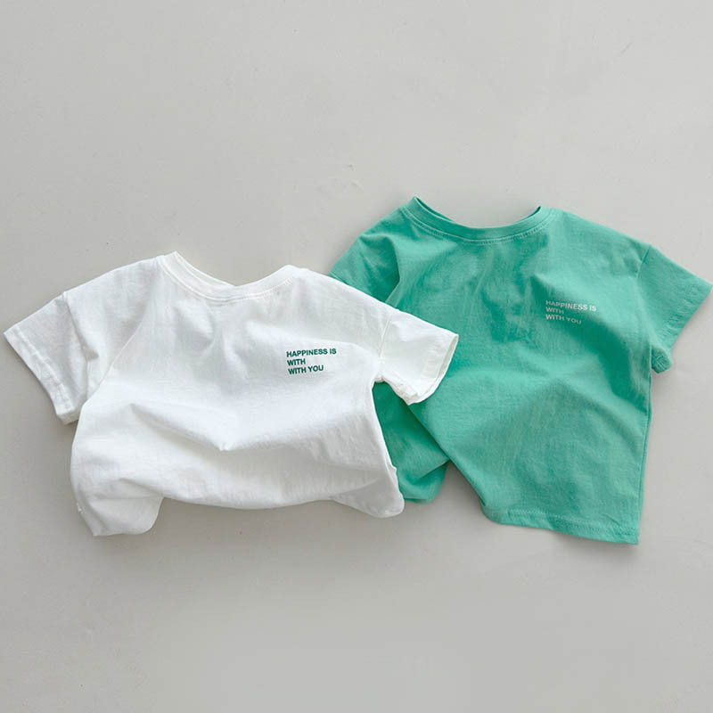 Picture of Ins Korean Style Summer New Parent-child Top Loose Fashion Cool Parent-child Top Casual Letter Short-sleeved T-shirt