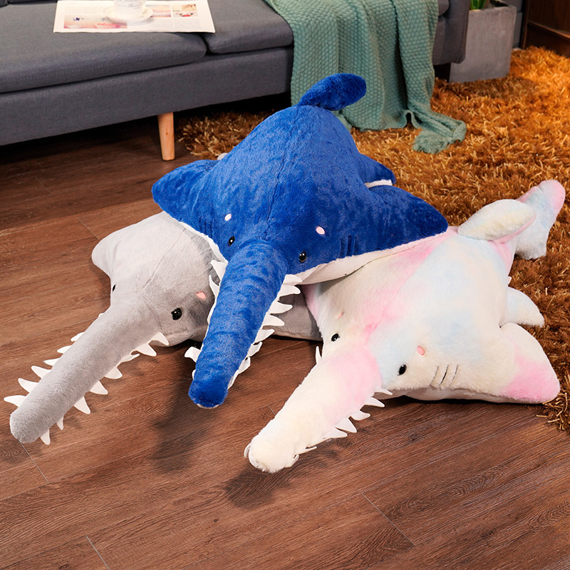 New Serrated Shark Doll Plush Toy Long Mouth Cute Shark Bed Sleeping Pillow Children's Holiday Gift
