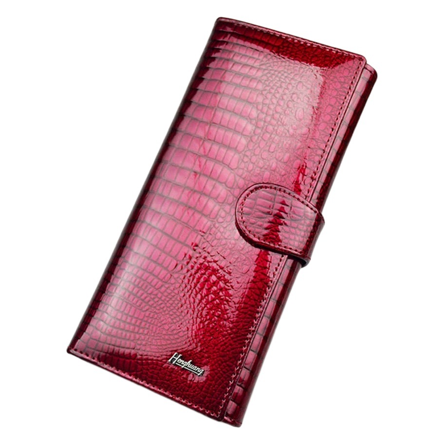 Popular Women's Genuine Leather Wallet Patent Leather European and American Fashion Women's Coin Purse Clutch Bag Export Crocodile Pattern 70% off Wallet