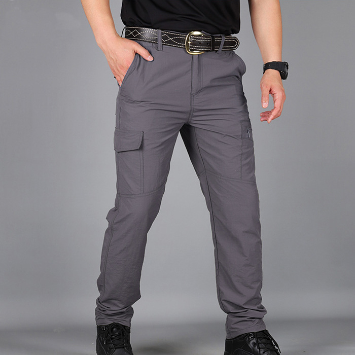 Picture of Summer Quick-drying Pants Men's Thin Outdoor Sports Mountaineering Crock Pants Loose Multi-bag Military Fan Tactical Charge Pants