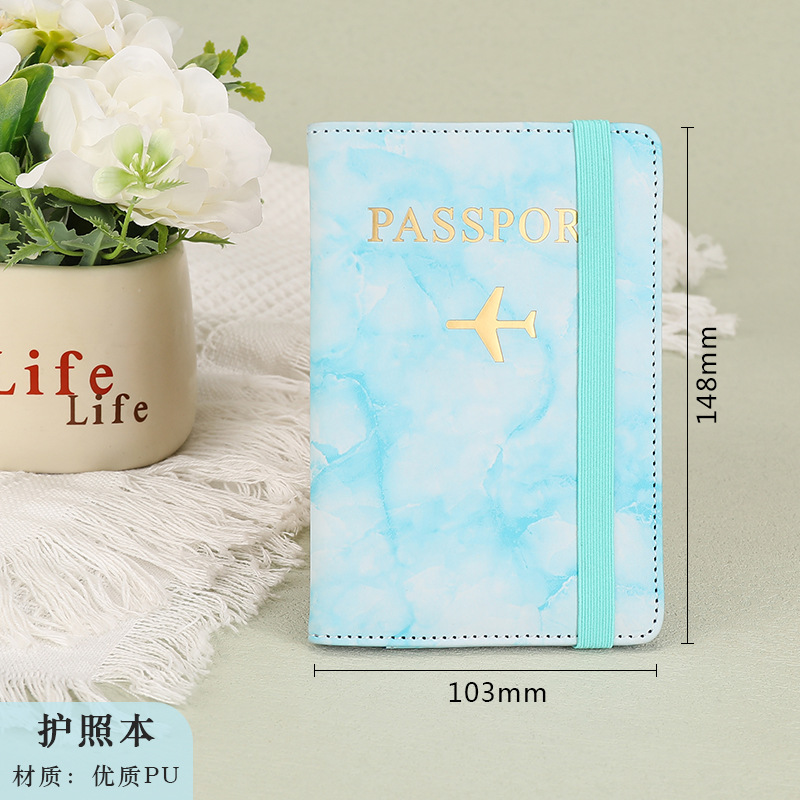 Picture of Factory Direct pu passport holder multi-function ticket holder short certificate bag marbling storage passport protective cover