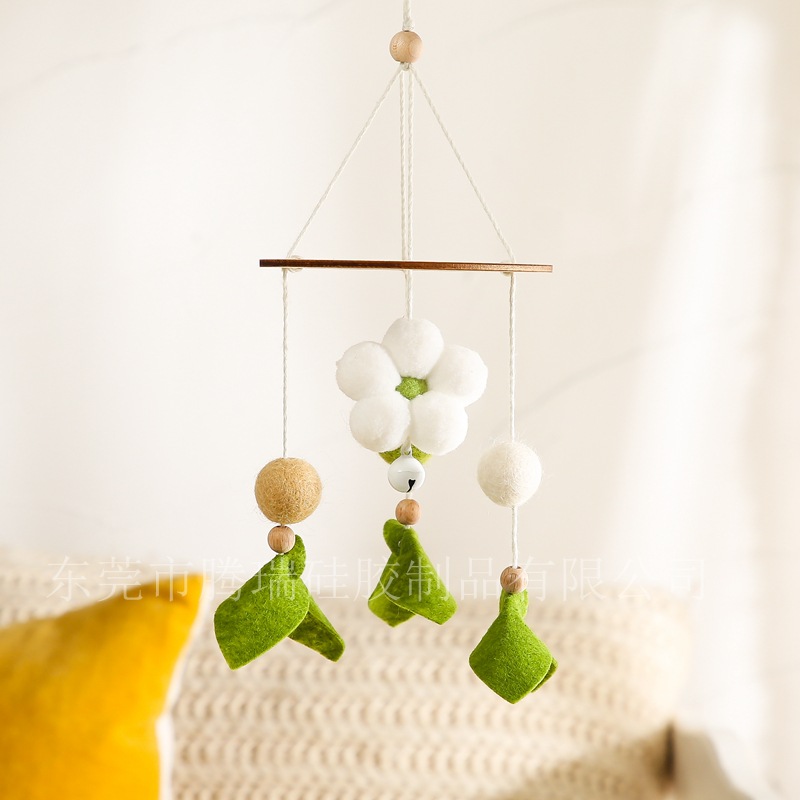 Picture of Ins Style Bee Flower Handmade Woven Bed Bell Nordic Style Crib Bee Bed Bell Children's Room Pendant Wind Bell