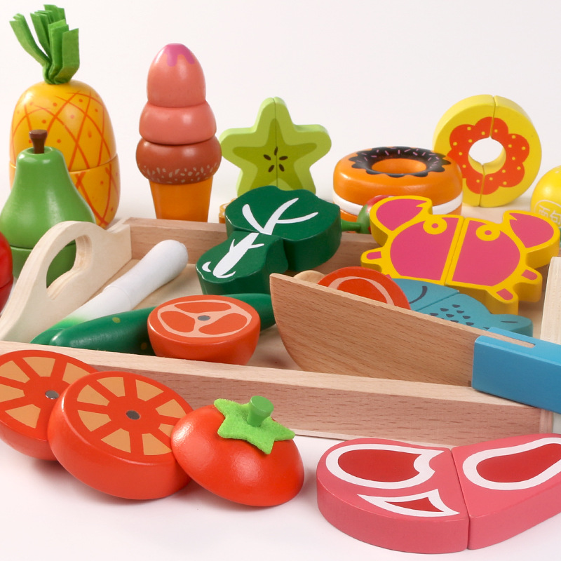 Children boy play house toy kitchen vegetable cutting girl baby fruit cutting cake cutting simulation cooking