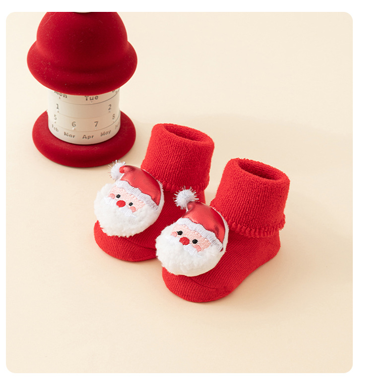 Picture of Newborn baby baby terry socks autumn and winter thick non-slip Christmas socks toddler red floor socks wholesale