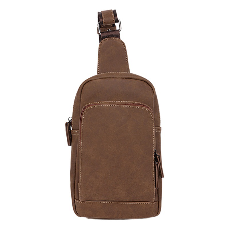 2025 New Men's Bag Korean Style Sports Cycling Bag Crazy Horse Leather Chest Bag Outdoor Shoulder Casual Crossbody Chest Bag Trendy