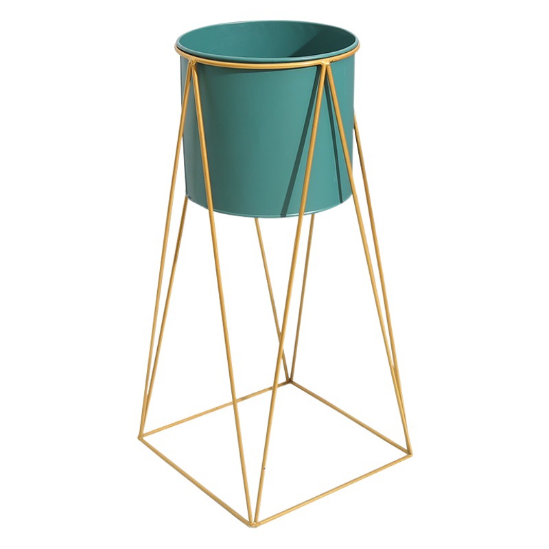 Wrought Iron Flower Geometry Nordic Simple Wrought Iron Flower Ornaments Iron Bucket Flower Shelf Living Room Decorative Flower Pot Wholesale
