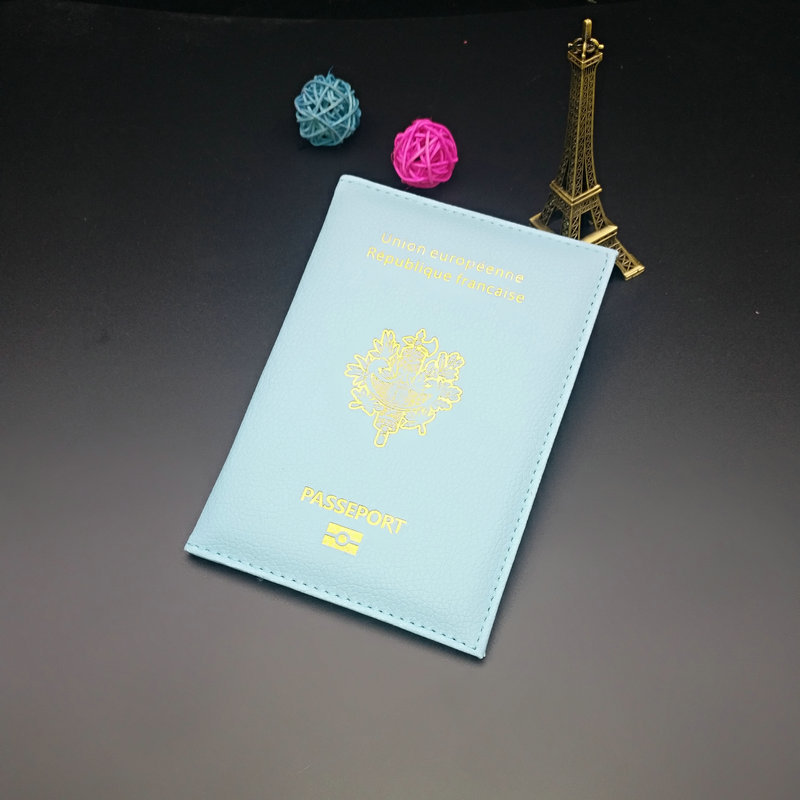 Picture of French Passbook Holder PU Material Open Double Folding ID Holder Passbook Holder Multiple Colors