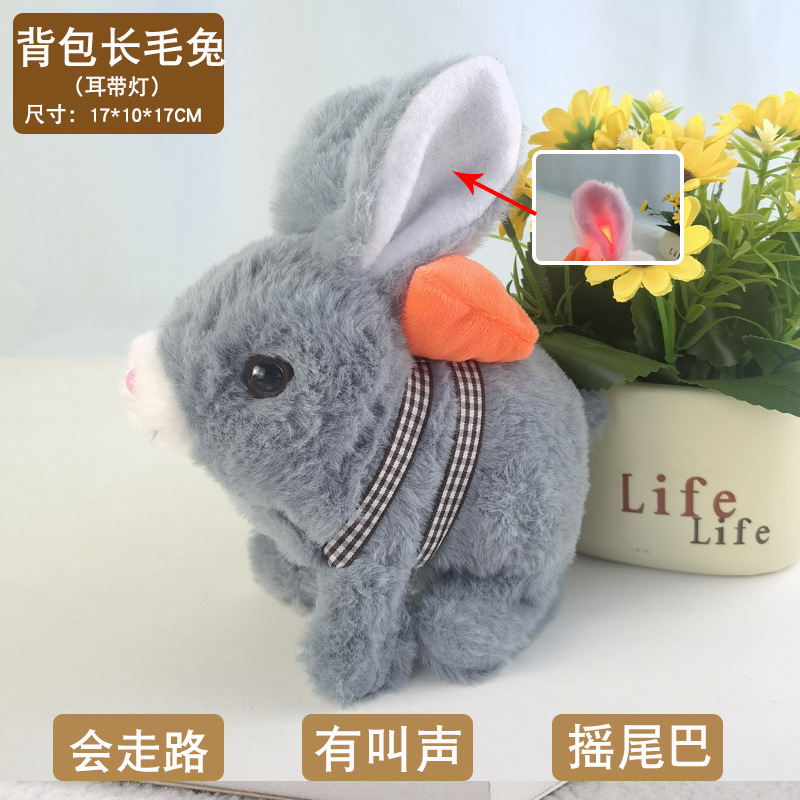 Picture of Plush Electric White Rabbit Simulation Pet Can Walk, Call, Move Mouth, Shake Ears Angora Rabbit Pet Toy