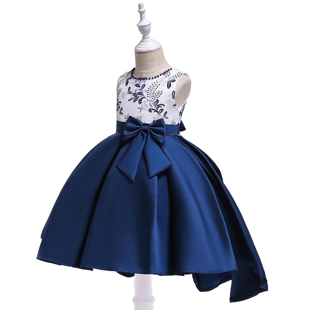 Picture of European and American Kidsren's Dress Girls Embroidered Beaded Princess Dress Bow Evening Dress Children's Catwalk Dress