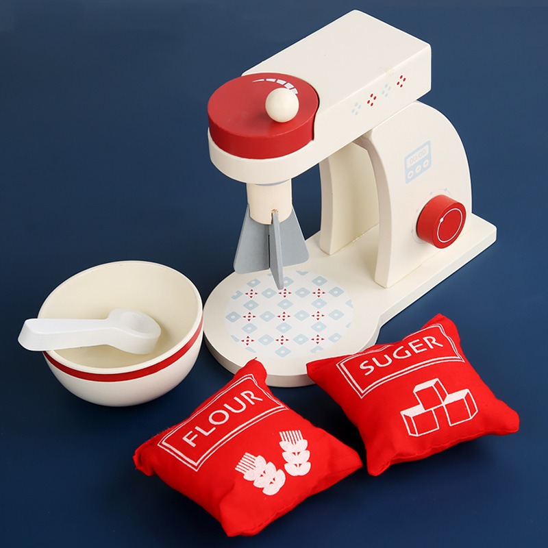 Picture of Wooden Simulation Tea Set Coffee Machine Bread Machine Set Kindergarten Kitchen Role-playing Playhouse Educational Toys