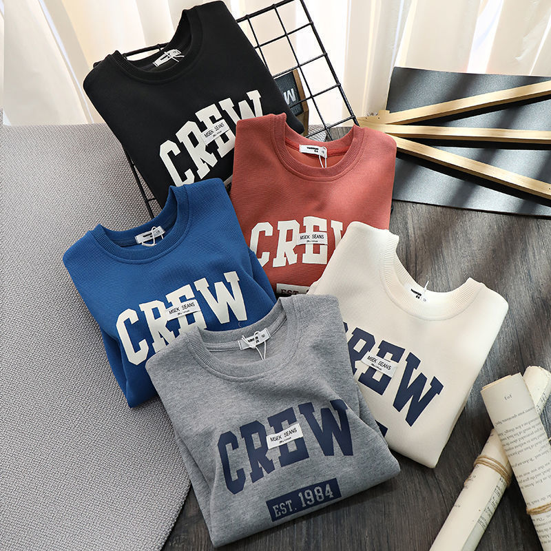 Picture of Cotton Children's Wear Boy's Letter Printed Sweatshirt Large Children's Loose All-match Casual Western Style T-shirt Spring and Autumn Thin Top