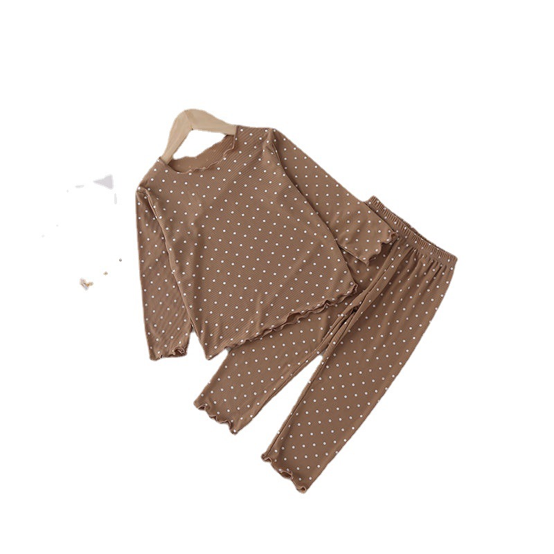 Picture of Baby's Pajamas Spring and Autumn Long Sleeve suit Dot Western Style Girls' Trousers Two-Piece Home Clothes Children's Air-Conditioned Clothes