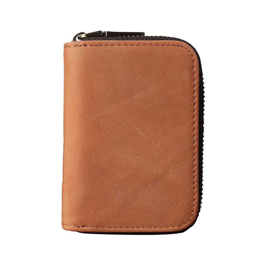 Picture of 1065 Men and Women's Genuine Leather Crazy Horse Cowhide Card Bag Card Case Zipper Organ Card Box Foreign Trade Taobao Supply