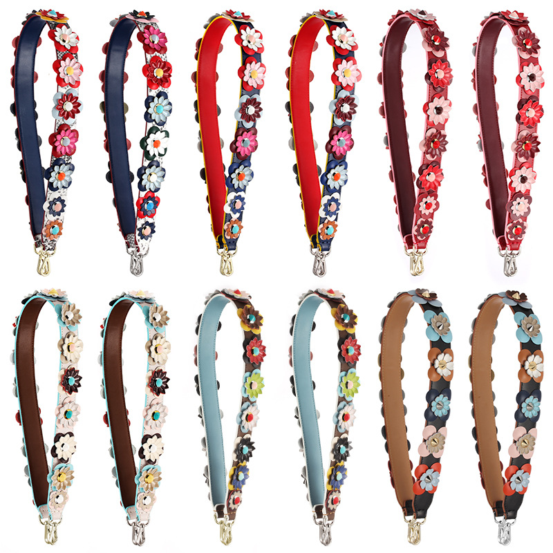 Mahuangshi MHS-E-2 Three-dimensional Flower Shoulder Strap Cowhide Wide Shoulder Strap Suitable for F Di Bag Replacement Strap Single Shoulder