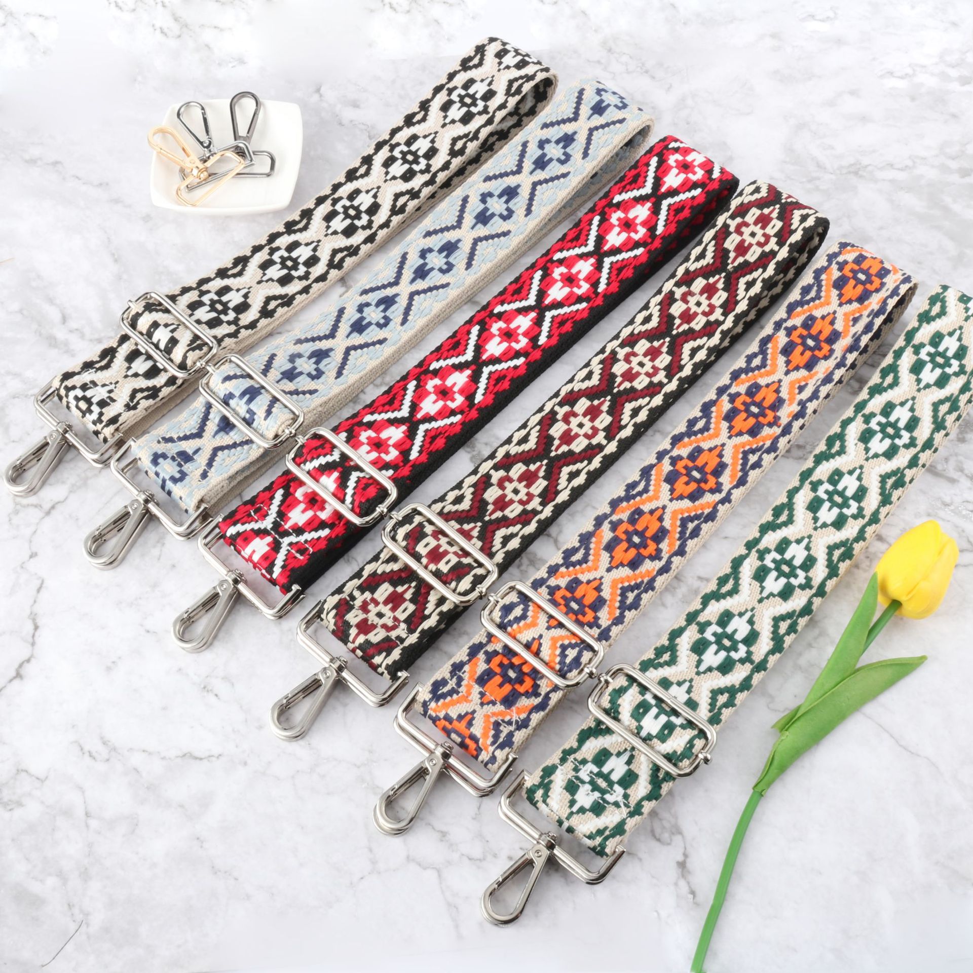 Picture of Cross-Border 5cm Wide Shoulder Strap Bag Strap Crossbody Adjustable Shoulder Strap New Diamond Jacquard Embroider Bag Shoulder Strap in Stock