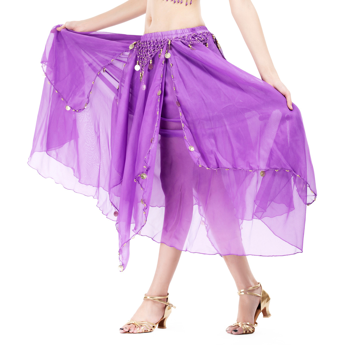 Picture of Less cloth chiffon long gauze skirt selection quality affordable belly dance skirt source factory primary supply