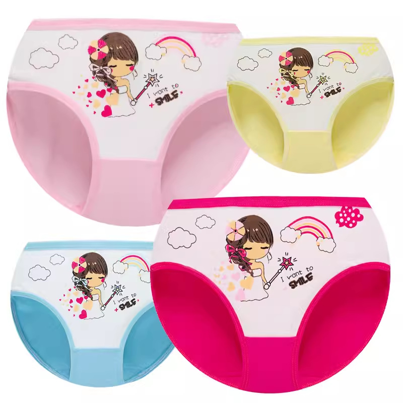 Picture of New candy color 95% cotton children's underwear girls briefs cartoon printed children's underwear wholesale