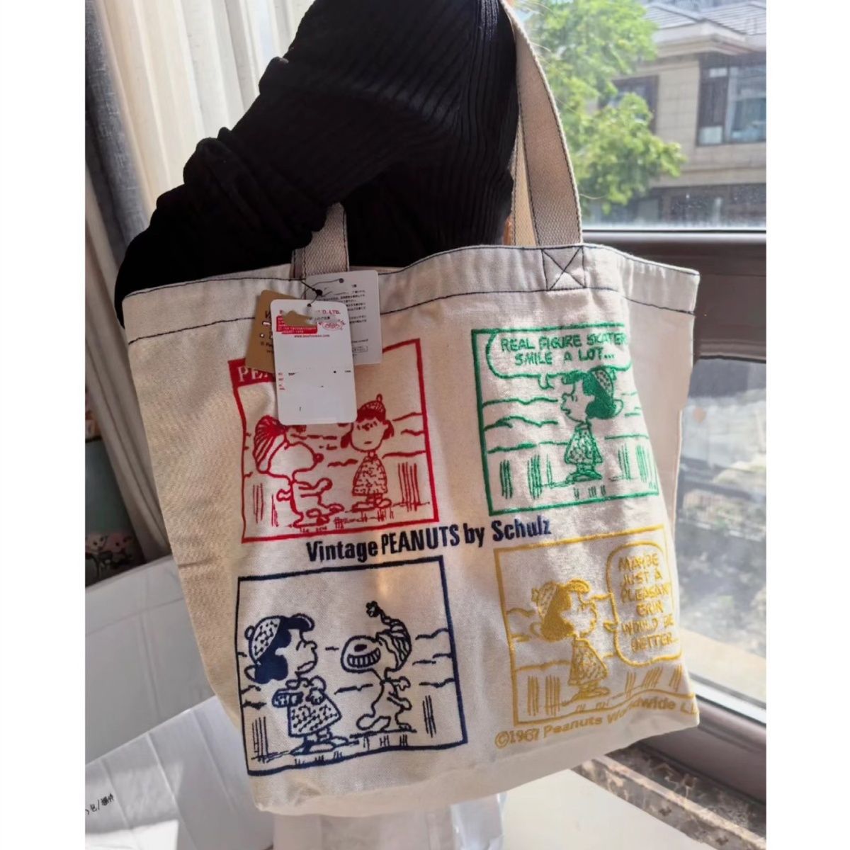 Japanese Snoopy boofoowoo Joint Canvas Embroidered Shoulder Bag Large Capacity Tote Bag Handbag Shoulder Bag