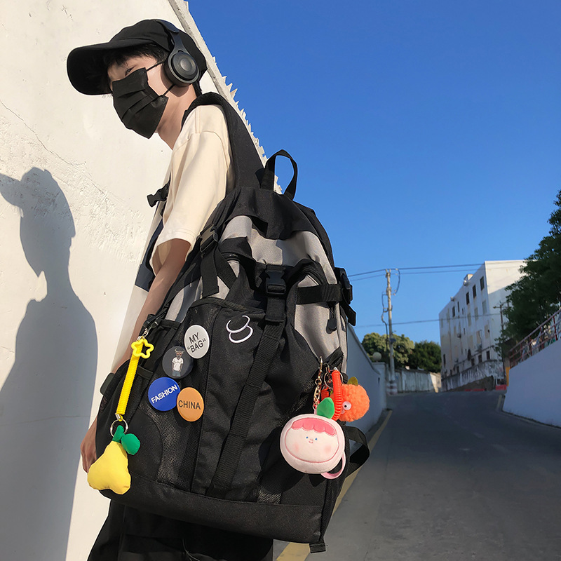 Picture of Backpack Men's 2023 New Couple's Large Capacity Workwear Travel Bag Junior High School Students Computer Bag Travel Backpack